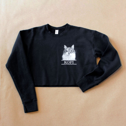 Black Cropped Crew Sweatshirt