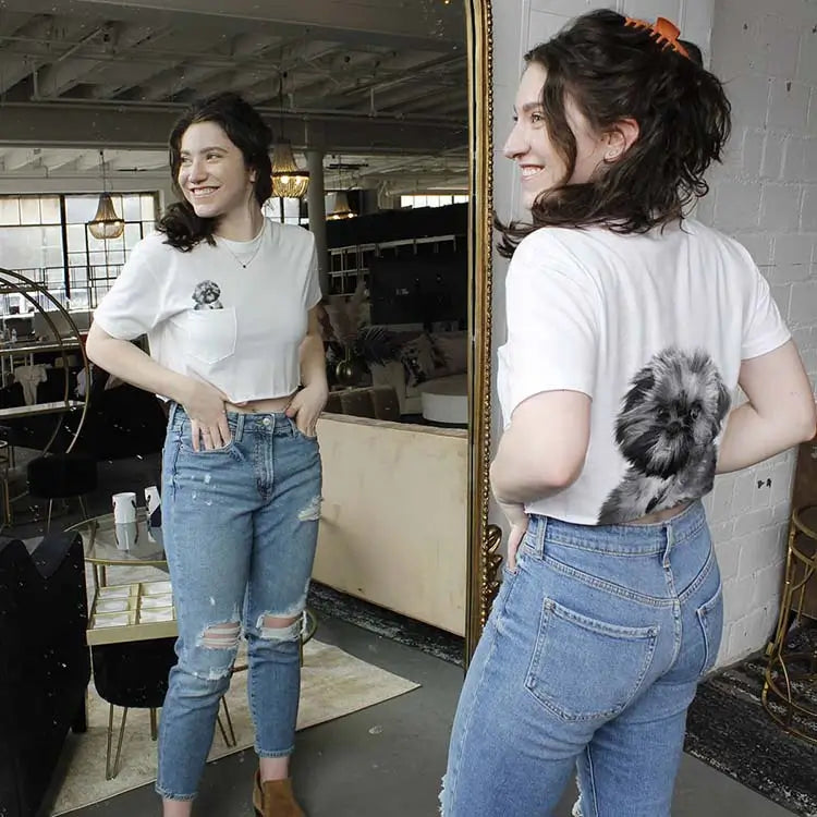Lightweight Pet-In-Pocket Cropped Tee