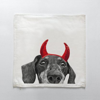 Lil' Devil Peeking Pet Halloween Pillow Cover