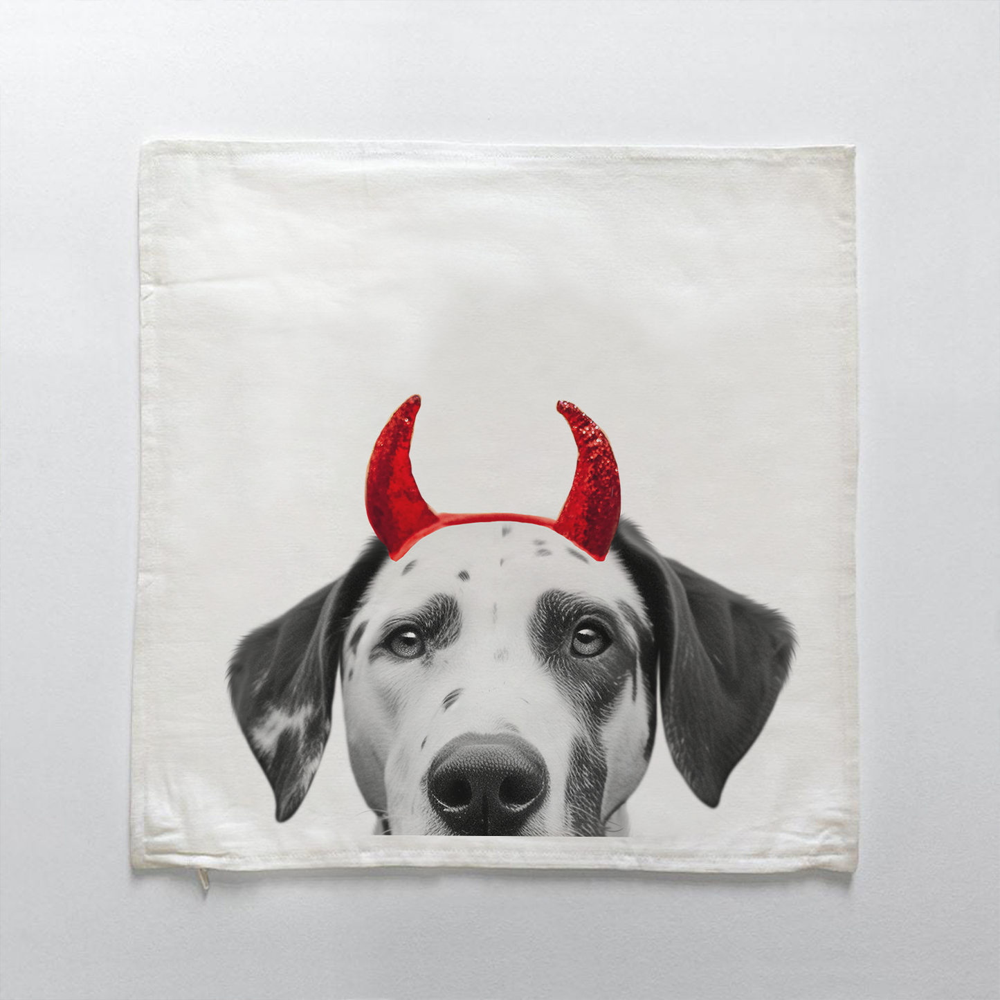 Lil' Devil Peeking Pet Halloween Pillow Cover