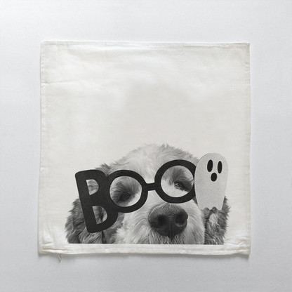 Lil' Boo Peeking Pet Halloween Pillow Cover