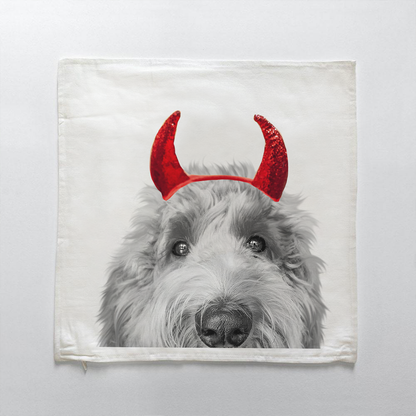 Lil' Devil Peeking Pet Halloween Pillow Cover