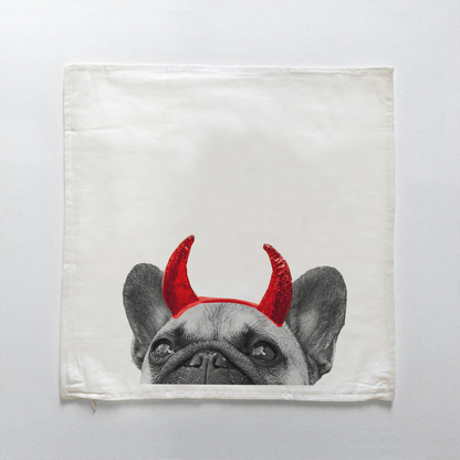 Lil' Devil Peeking Pet Halloween Pillow Cover