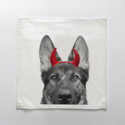 Lil' Devil Peeking Pet Halloween Pillow Cover