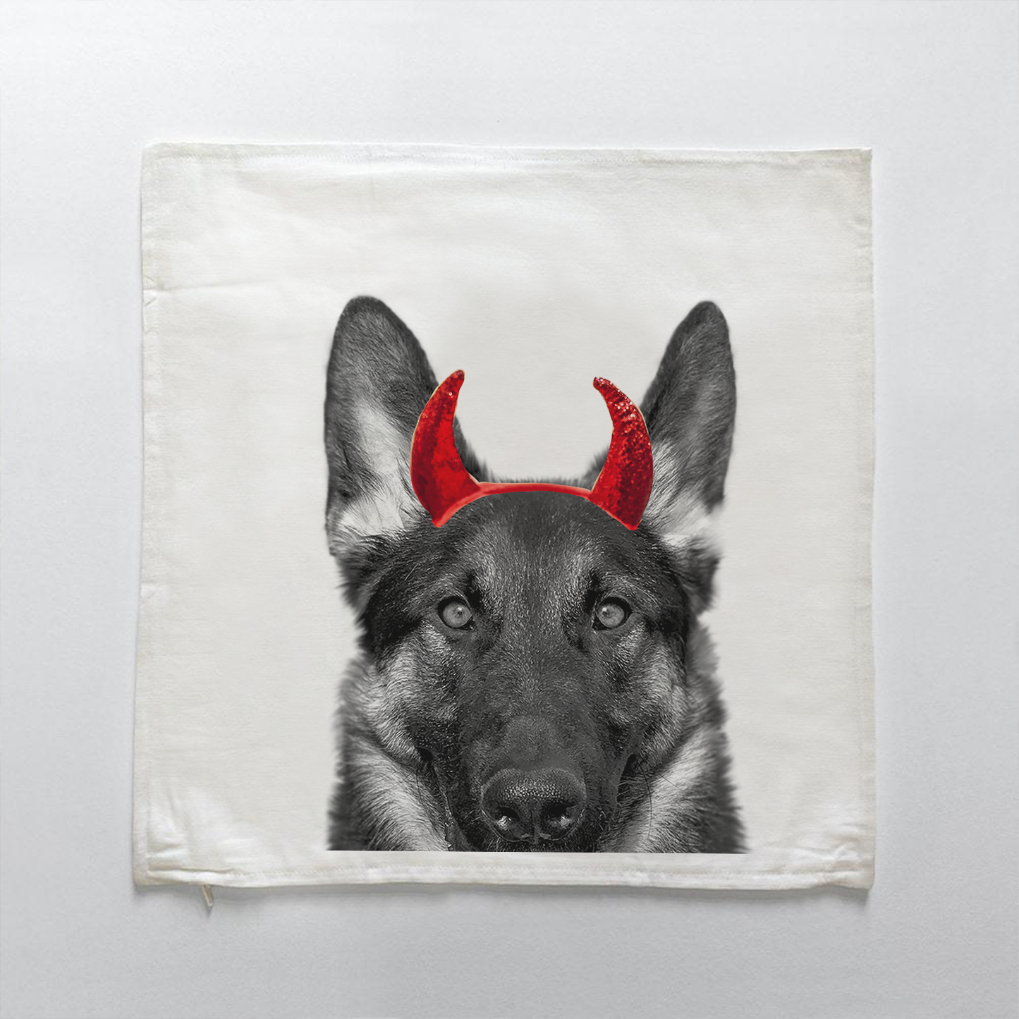 Lil' Devil Peeking Pet Halloween Pillow Cover