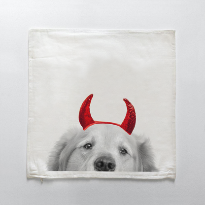 Lil' Devil Peeking Pet Halloween Pillow Cover