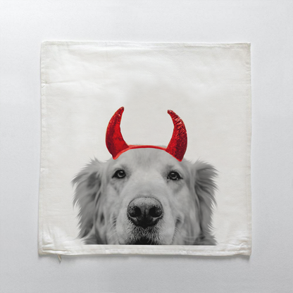 Lil' Devil Peeking Pet Halloween Pillow Cover