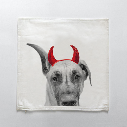 Lil' Devil Peeking Pet Halloween Pillow Cover