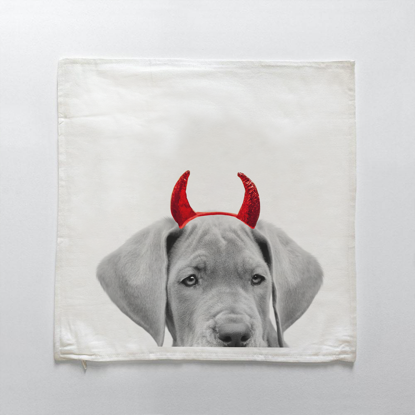 Lil' Devil Peeking Pet Halloween Pillow Cover