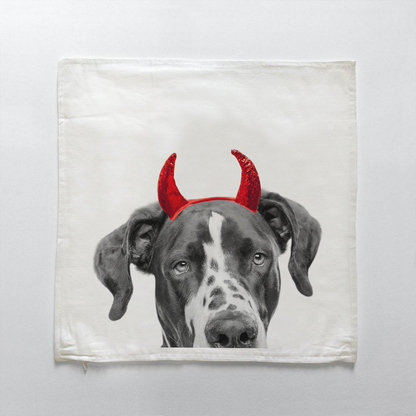 Lil' Devil Peeking Pet Halloween Pillow Cover