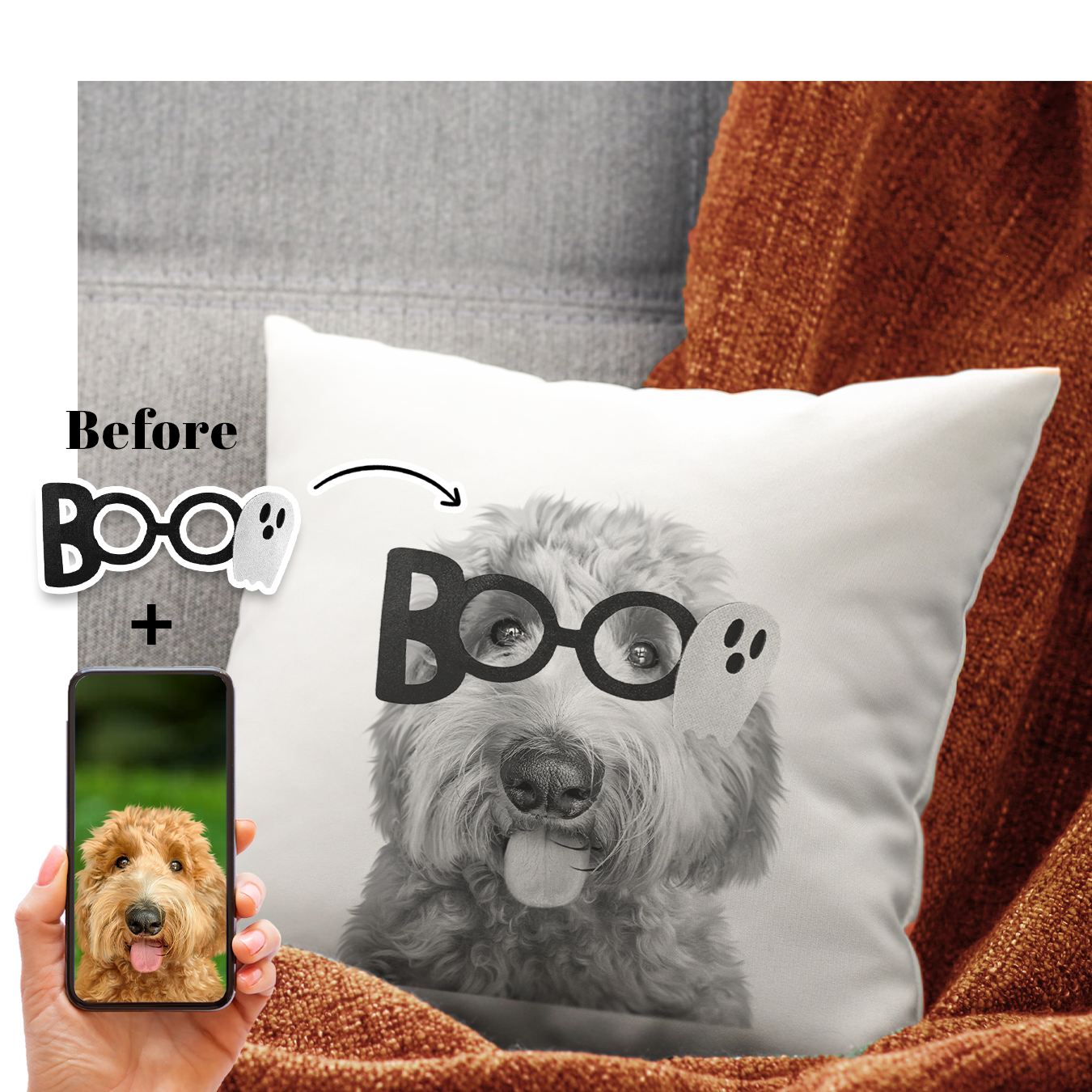 Lil' Boo Custom Halloween Throw Pillow Cover