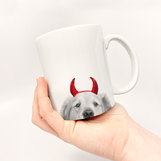 Lil' Devil Peeking Pet Halloween Mug