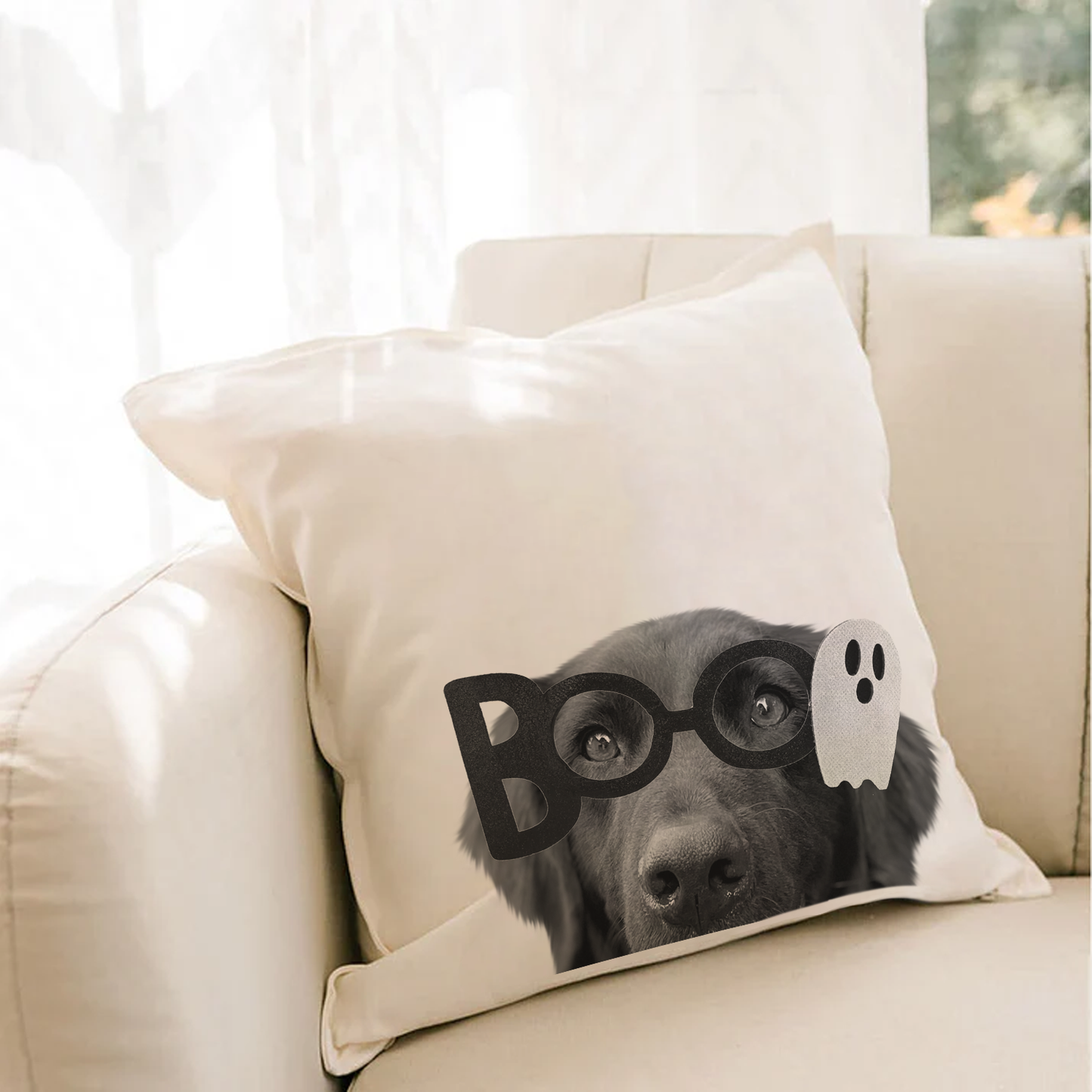 Lil' Boo Peeking Pet Halloween Pillow Cover