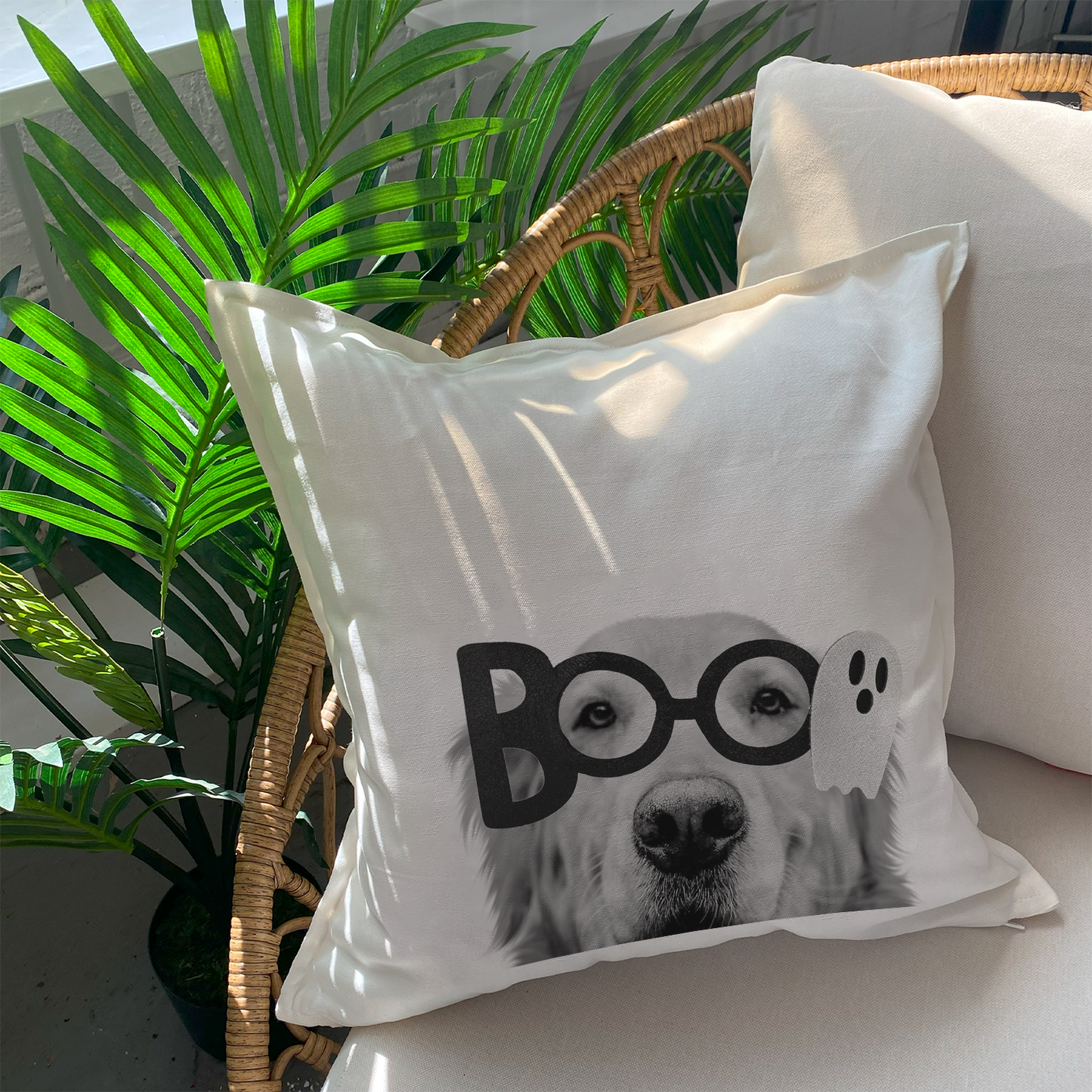 Lil' Boo Peeking Pet Halloween Pillow Cover