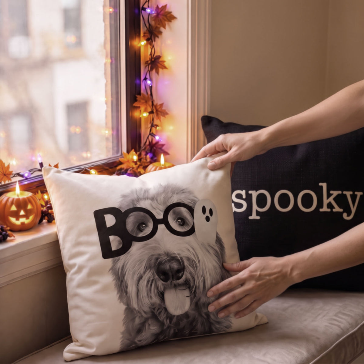 Lil' Boo Halloween Throw Pillow Cover