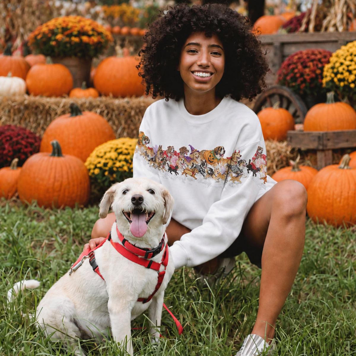 Running Halloween Animals Crew Sweatshirt