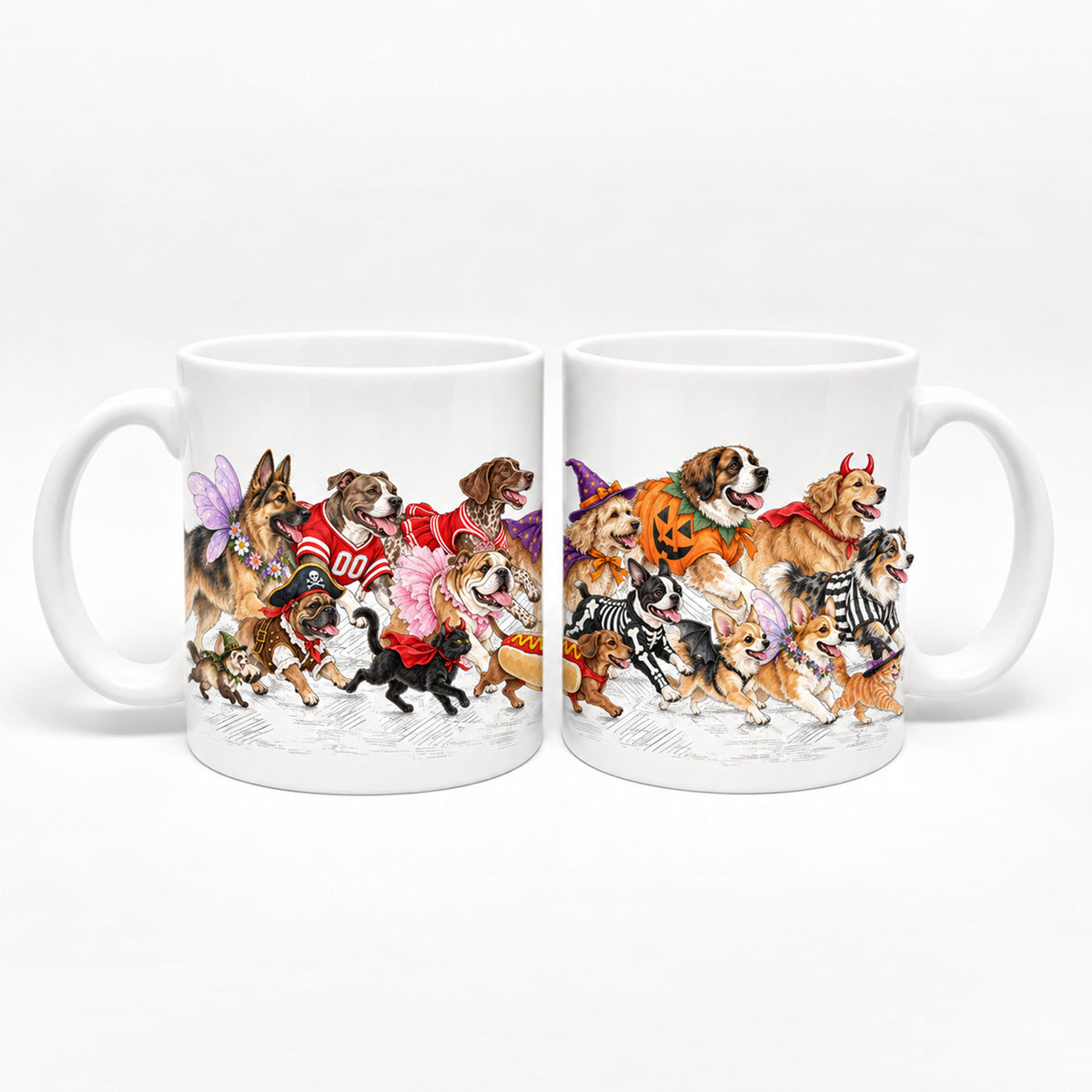Running Halloween Animals Mug