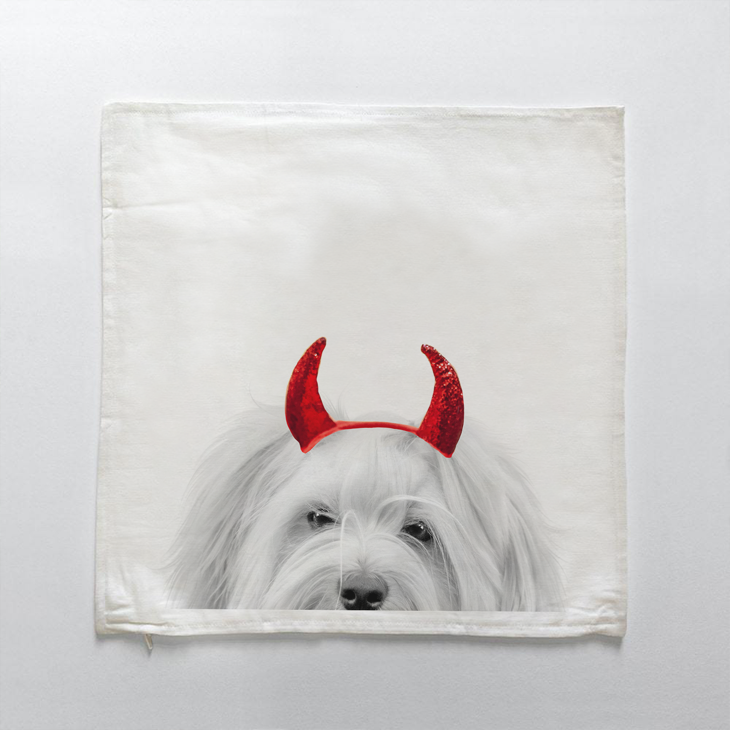 Lil' Devil Peeking Pet Halloween Pillow Cover