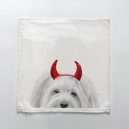 Lil' Devil Peeking Pet Halloween Pillow Cover