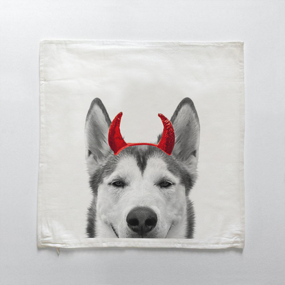 Lil' Devil Peeking Pet Halloween Pillow Cover