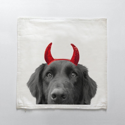 Lil' Devil Peeking Pet Halloween Pillow Cover