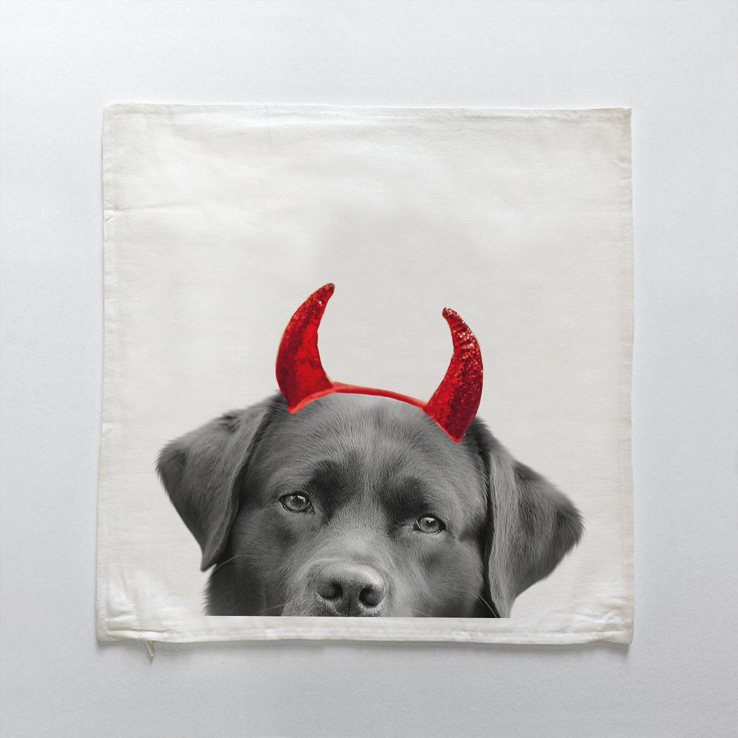 Lil' Devil Peeking Pet Halloween Pillow Cover