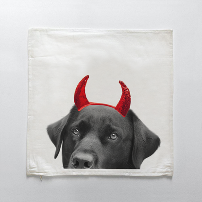 Lil' Devil Peeking Pet Halloween Pillow Cover