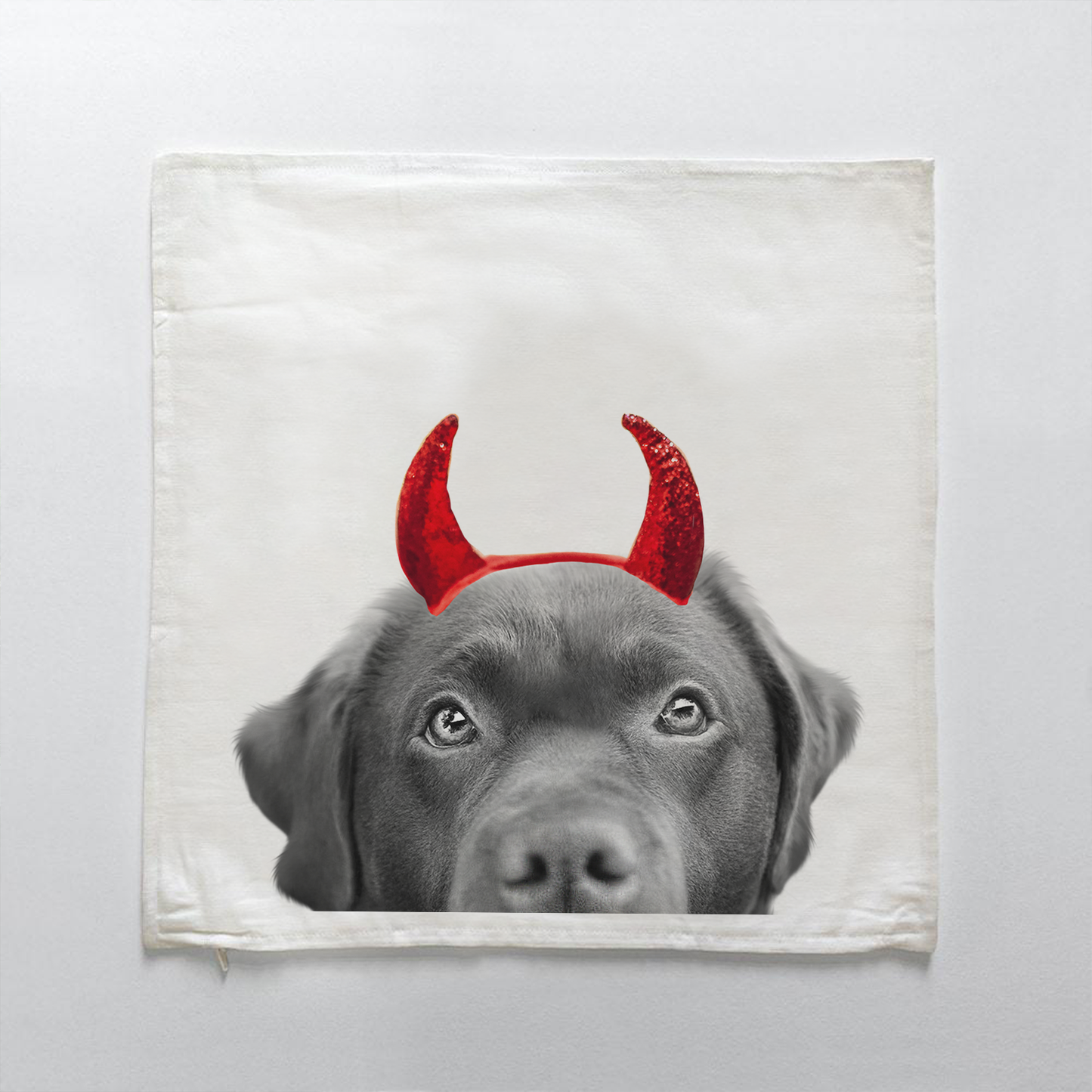 Lil' Devil Peeking Pet Halloween Pillow Cover