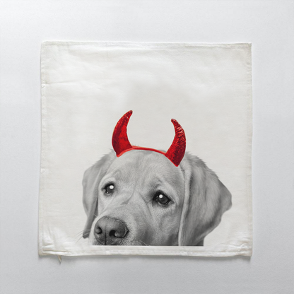 Lil' Devil Peeking Pet Halloween Pillow Cover