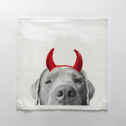 Lil' Devil Peeking Pet Halloween Pillow Cover