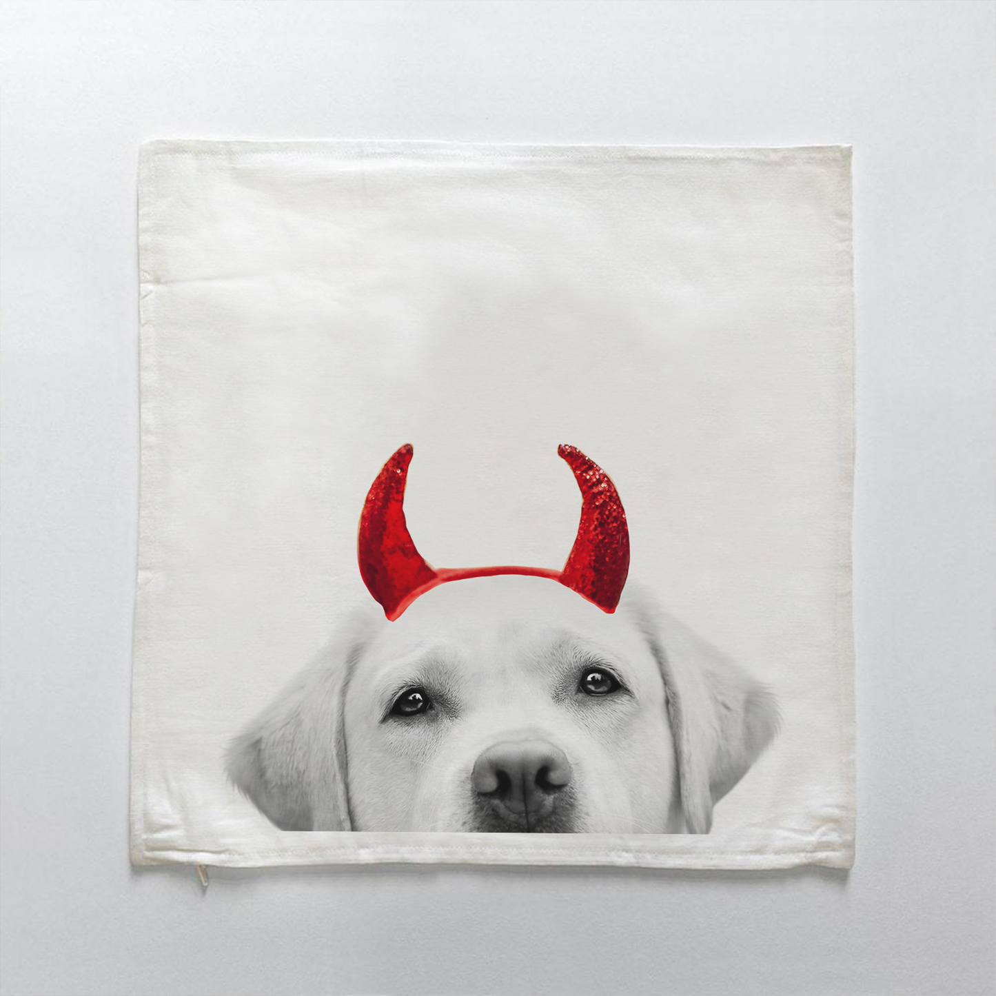 Lil' Devil Peeking Pet Halloween Pillow Cover