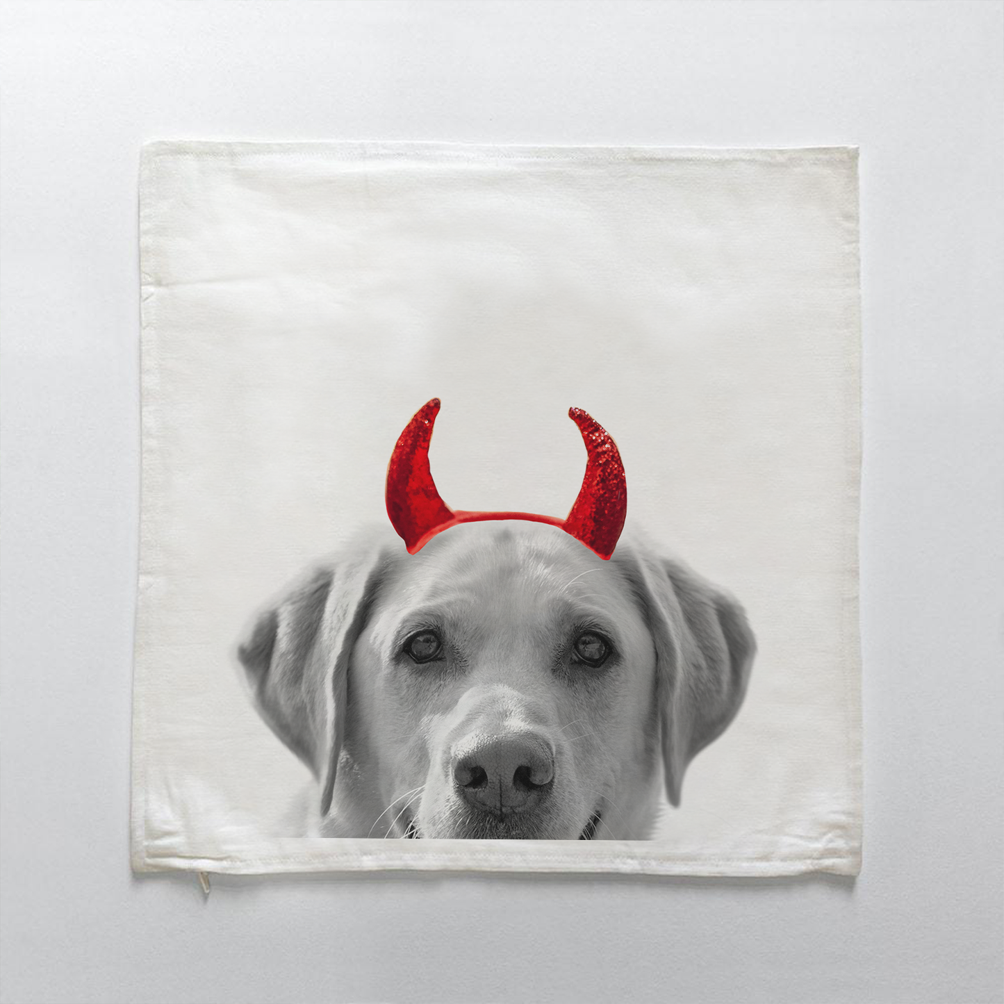 Lil' Devil Peeking Pet Halloween Pillow Cover