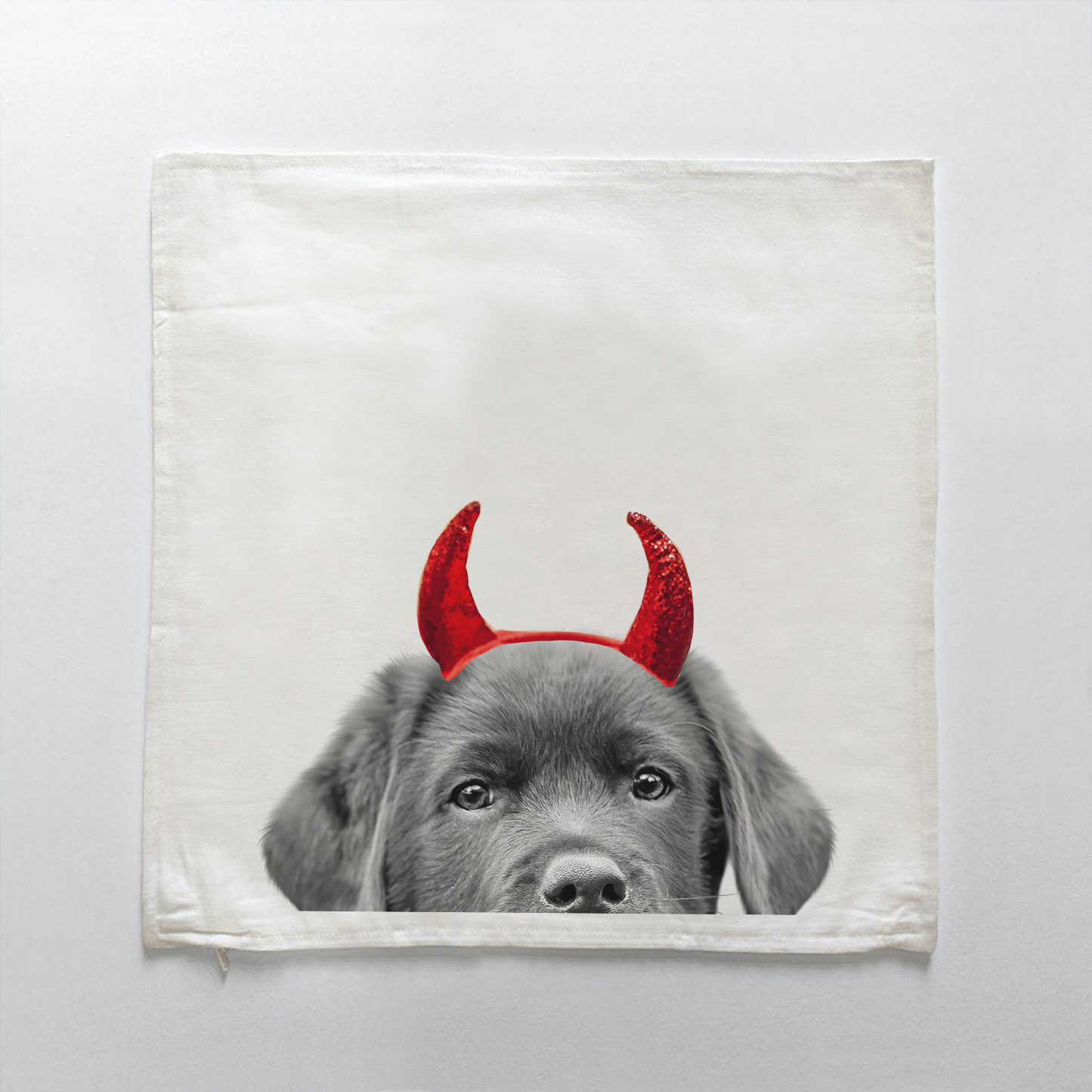 Lil' Devil Peeking Pet Halloween Pillow Cover