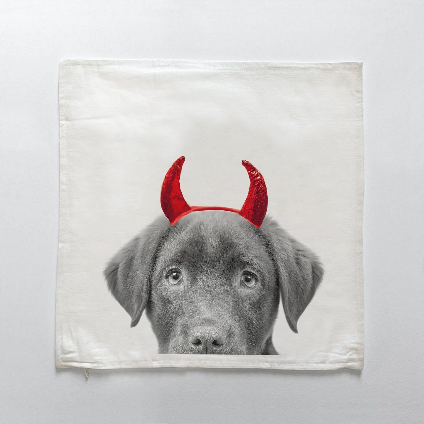 Lil' Devil Peeking Pet Halloween Pillow Cover