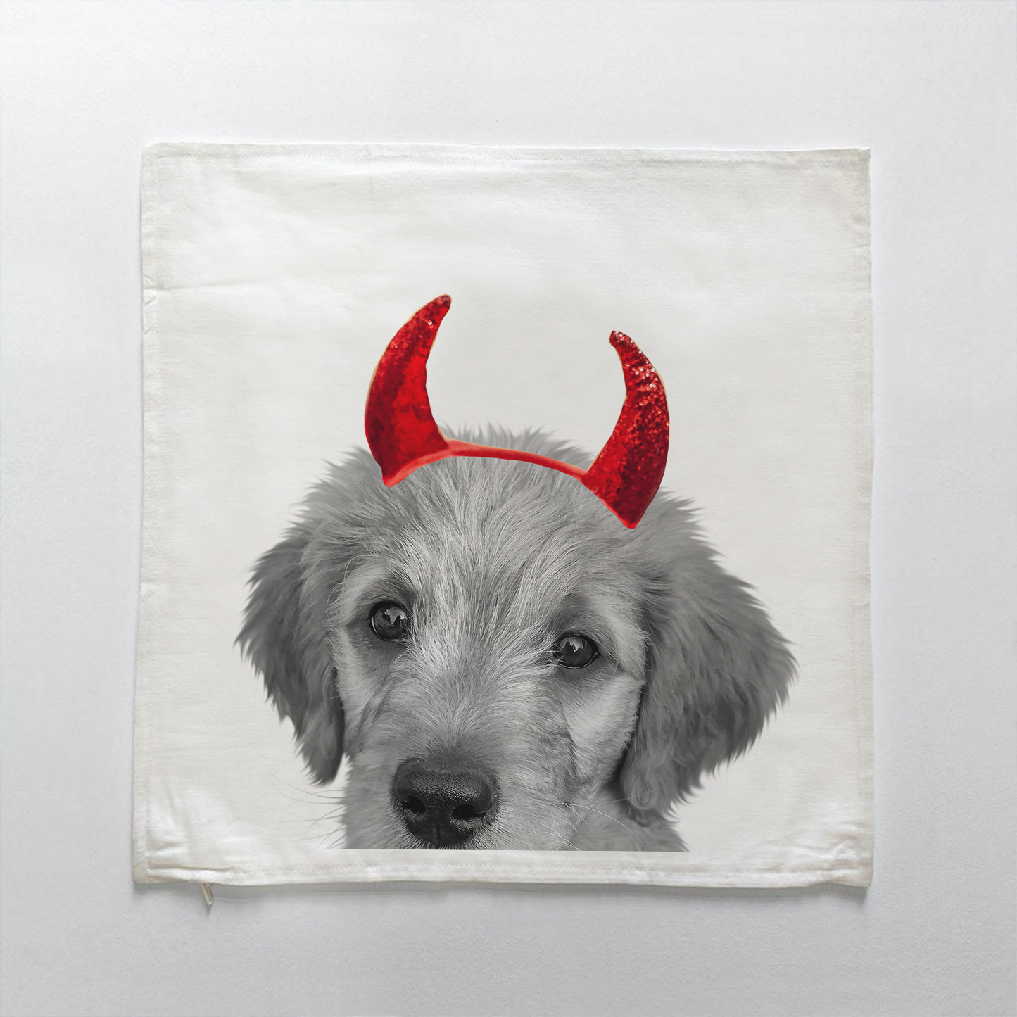 Lil' Devil Peeking Pet Halloween Pillow Cover