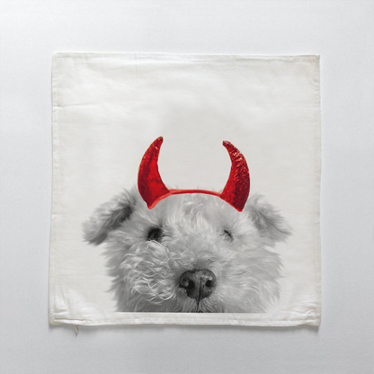 Lil' Devil Peeking Pet Halloween Pillow Cover