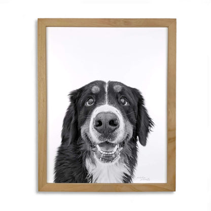 Pet Portrait in Natural Wood Frame