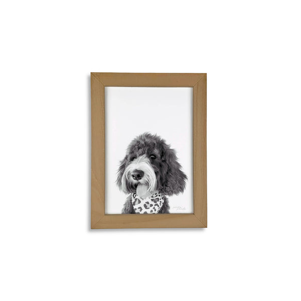 Pet Portrait in Natural Wood Frame