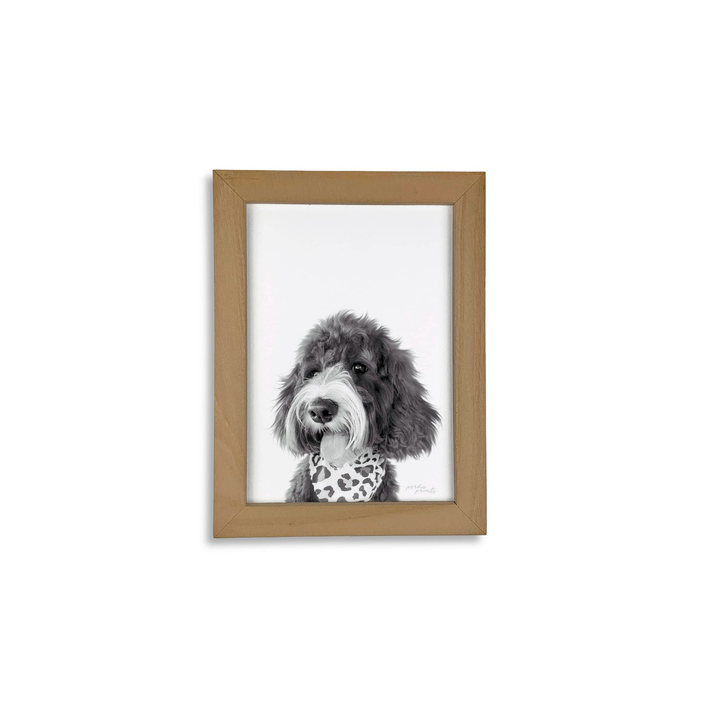 Pet Portrait in Natural Wood Frame