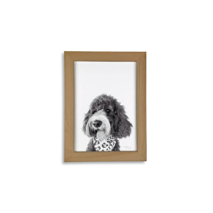 Pet Portrait in Natural Wood Frame
