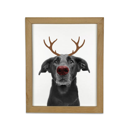 Holiday Pet Portrait in Natural Frame