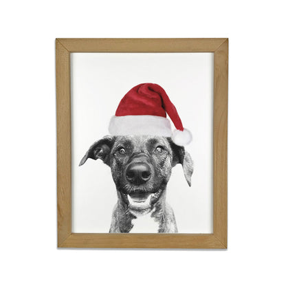Holiday Pet Portrait in Natural Frame