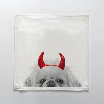 Lil' Devil Peeking Pet Halloween Pillow Cover