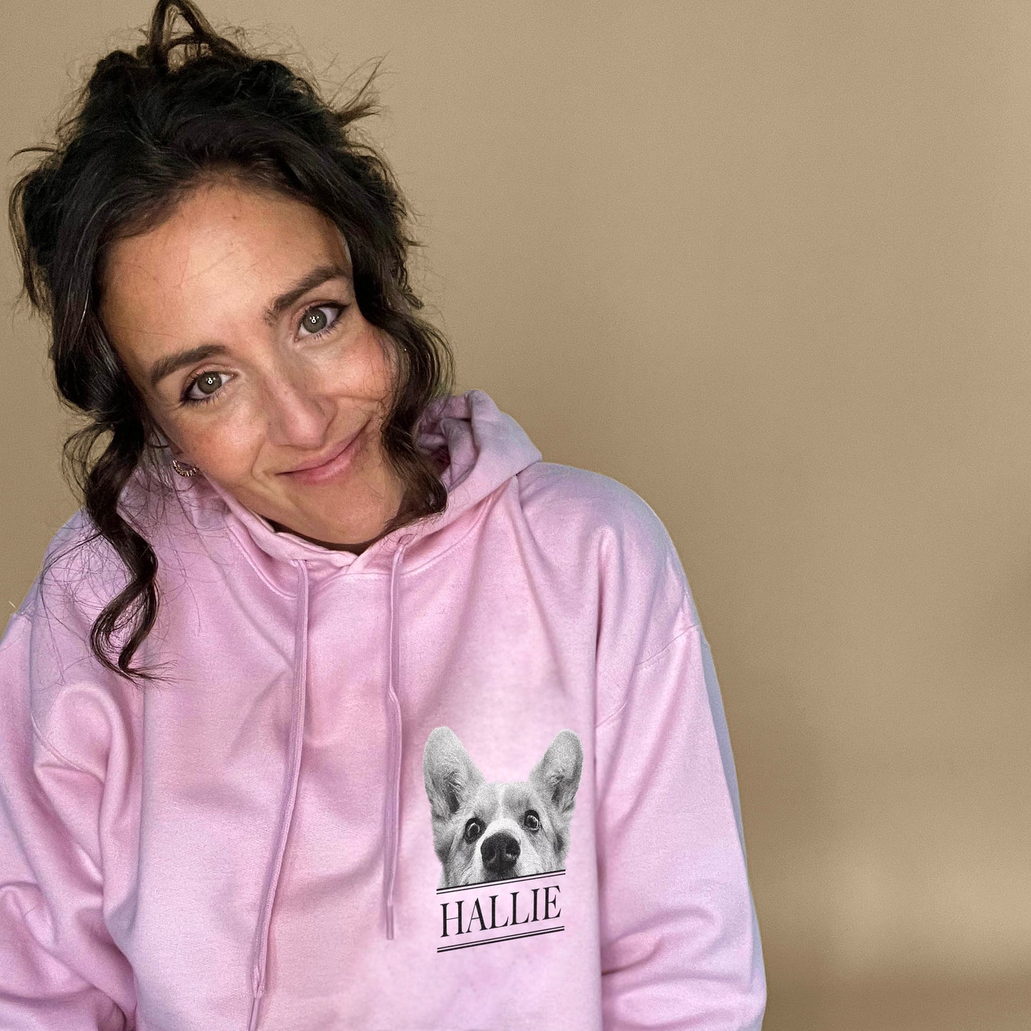 Peeking Pet - Light Pink Unisex Hoodie