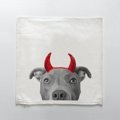 Lil' Devil Peeking Pet Halloween Pillow Cover