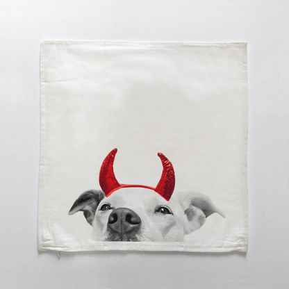 Lil' Devil Peeking Pet Halloween Pillow Cover