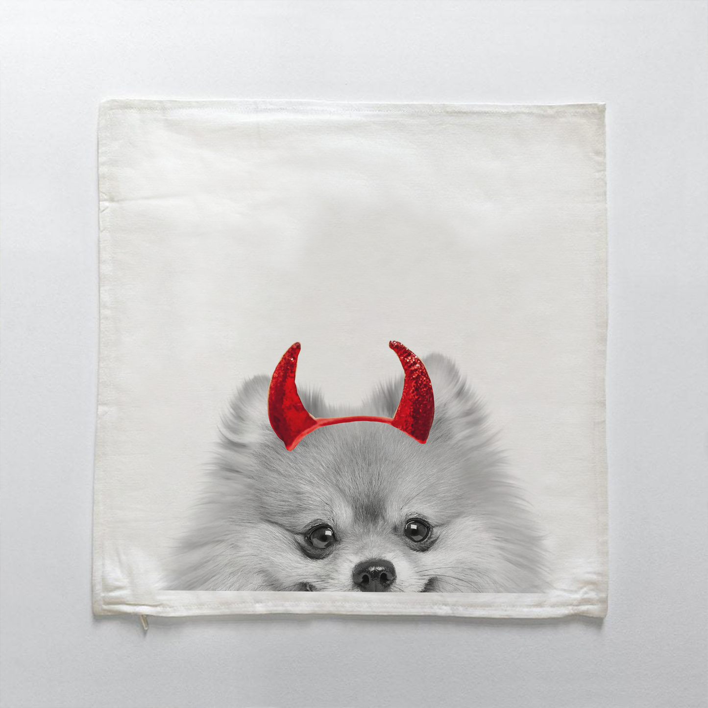 Lil' Devil Peeking Pet Halloween Pillow Cover