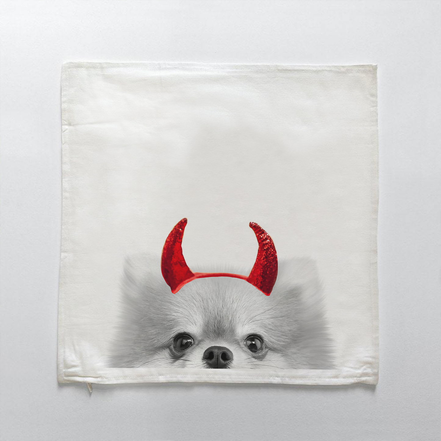 Lil' Devil Peeking Pet Halloween Pillow Cover