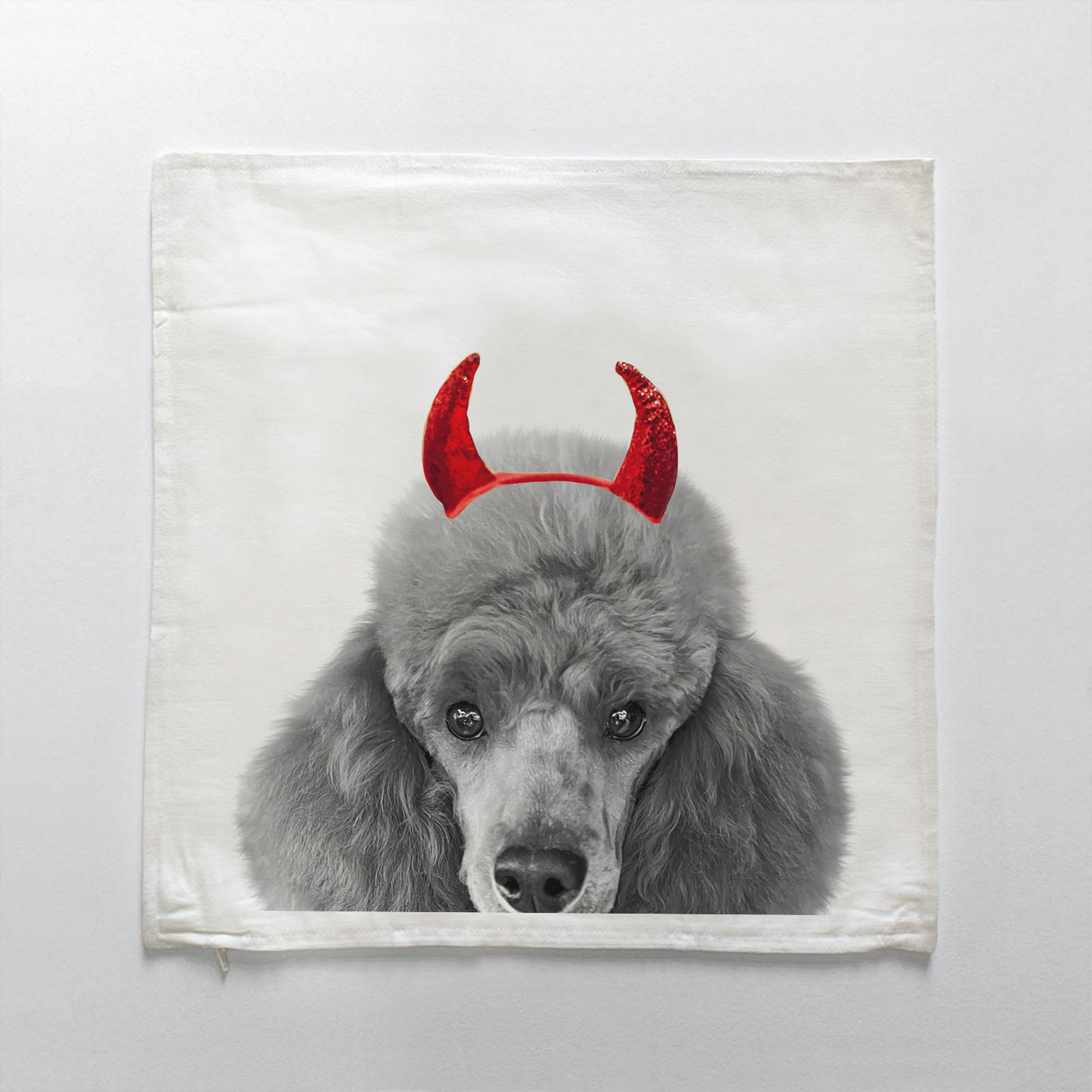 Lil' Devil Peeking Pet Halloween Pillow Cover