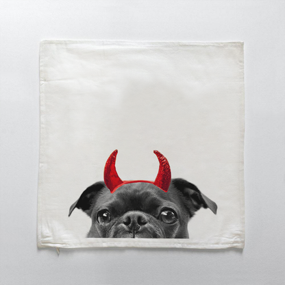 Lil' Devil Peeking Pet Halloween Pillow Cover